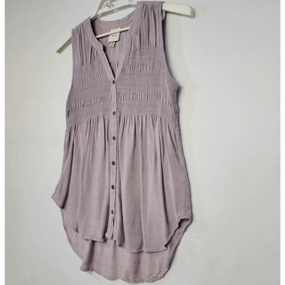 Knox Rose Shirt Womens Medium Purple Sleeveless Button Front Smocked - Picture 6 of 11